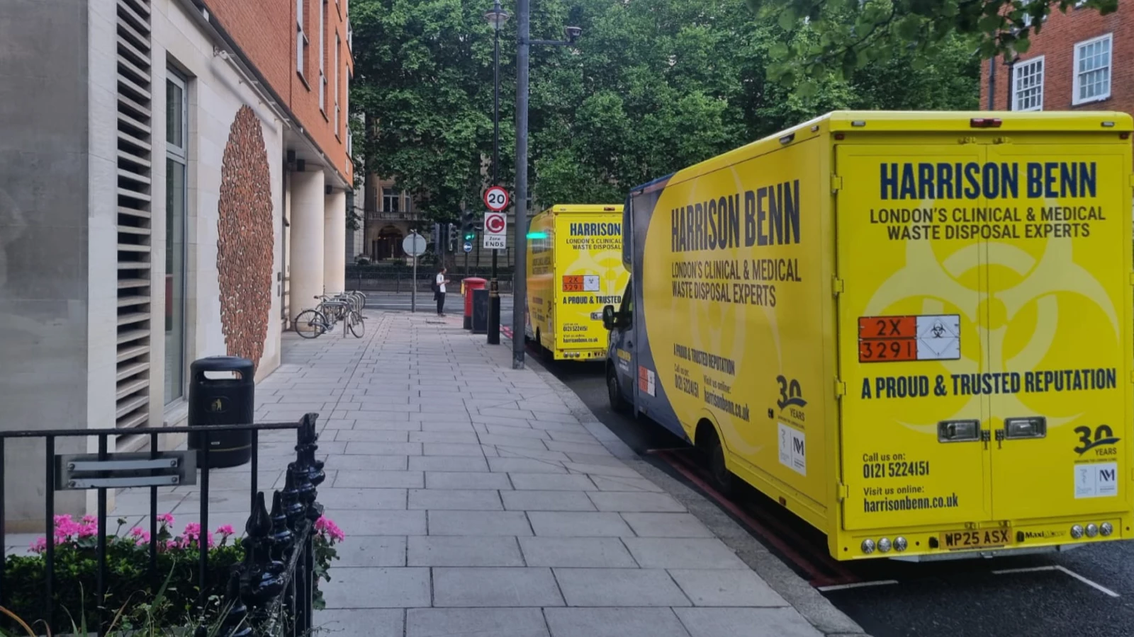 Harrison Benn hazardous waste management. Photo of branded vehicles in-situ