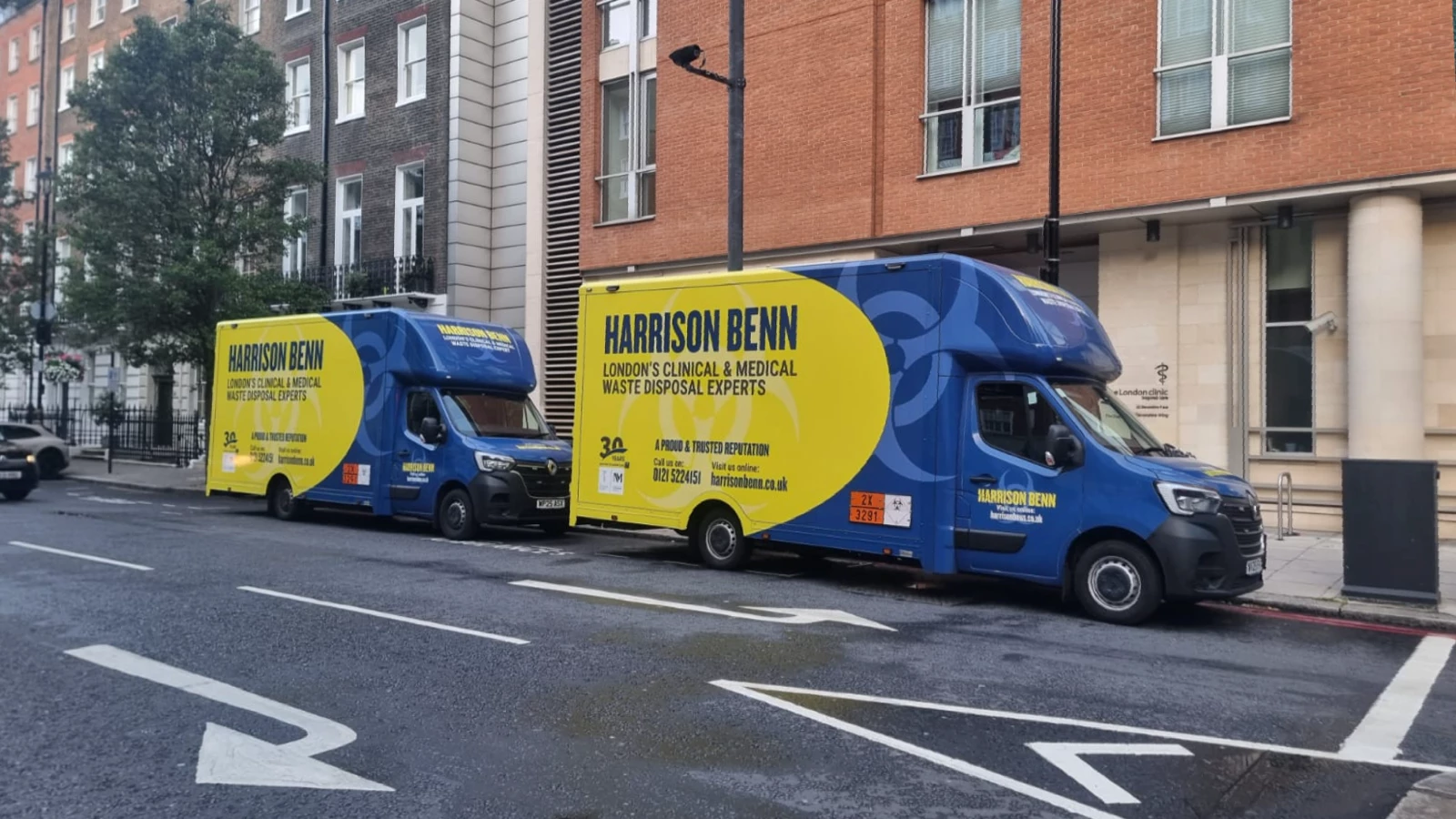 Harrison Benn hazardous waste management. Photo of branded vehicles in-situ