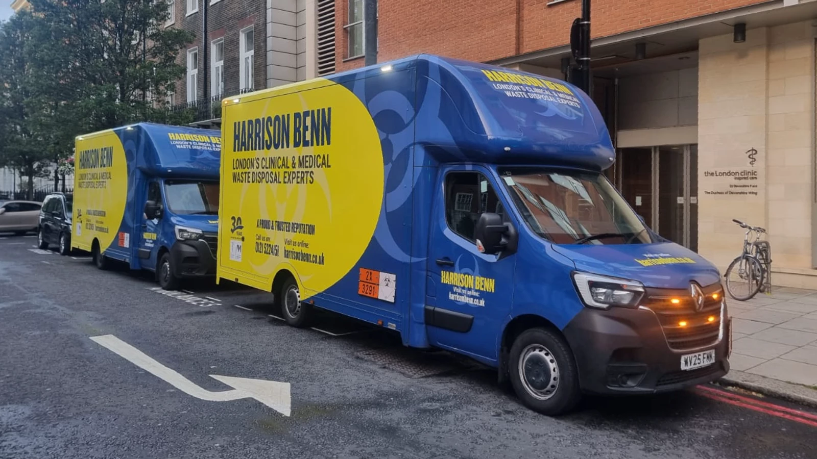 Harrison Benn hazardous waste management. Photo of branded vehicles in-situ