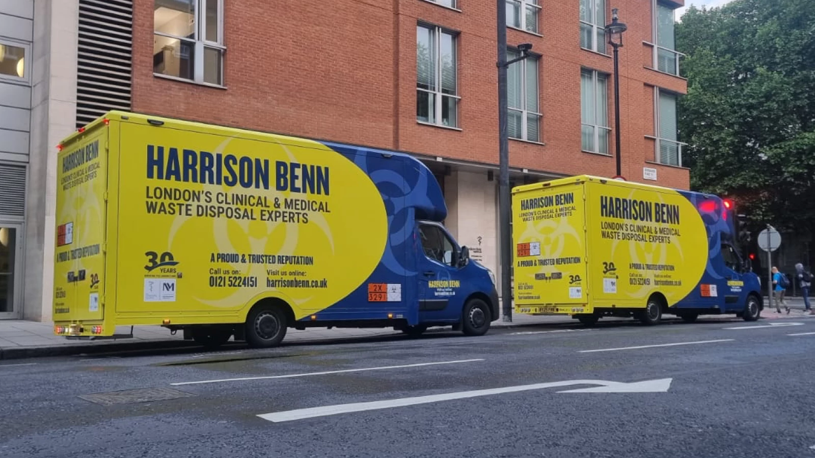 Harrison Benn hazardous waste management. Photo of branded vehicles in-situ