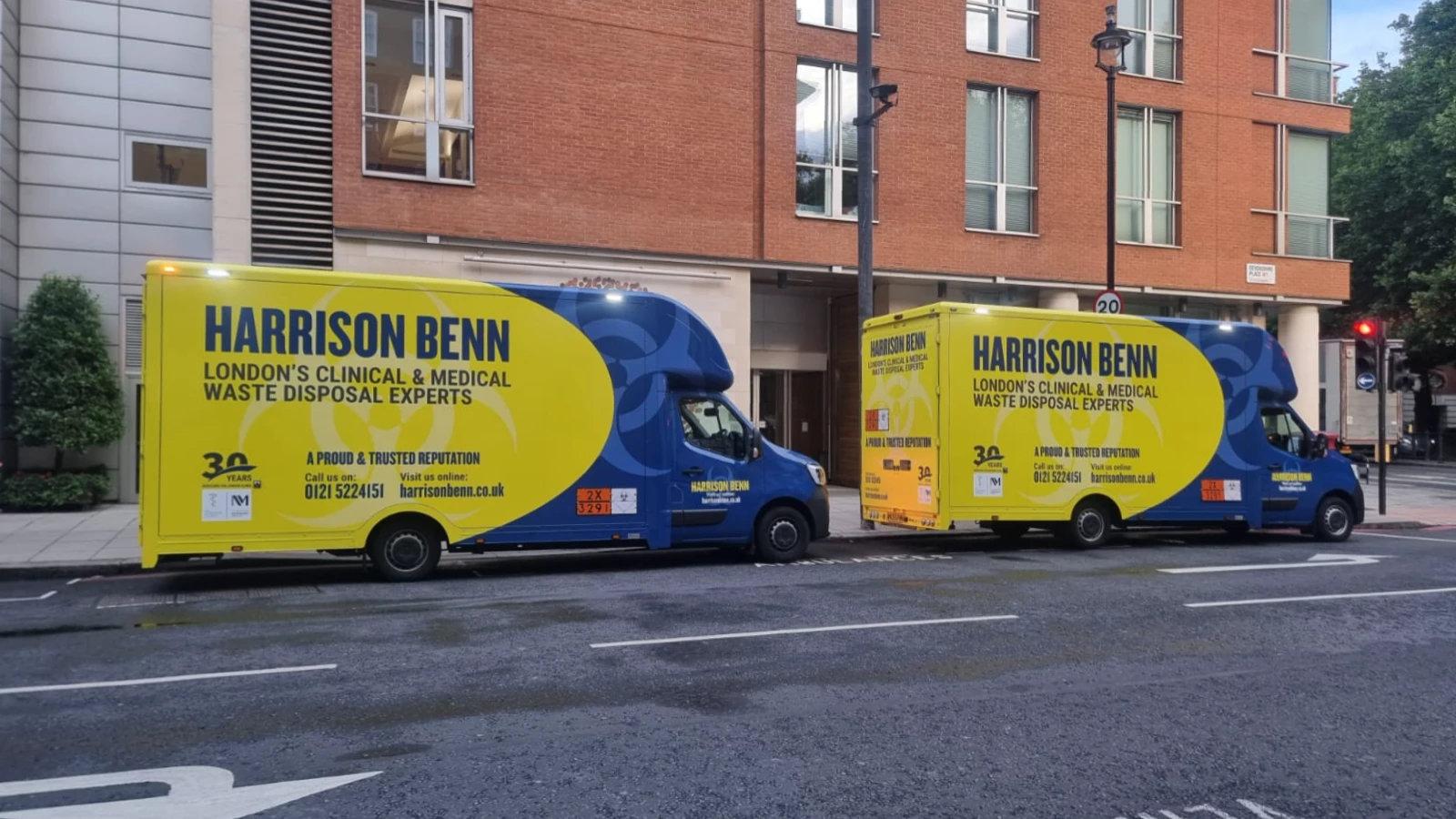 Harrison Benn hazardous waste management. Photo of branded vehicles in-situ